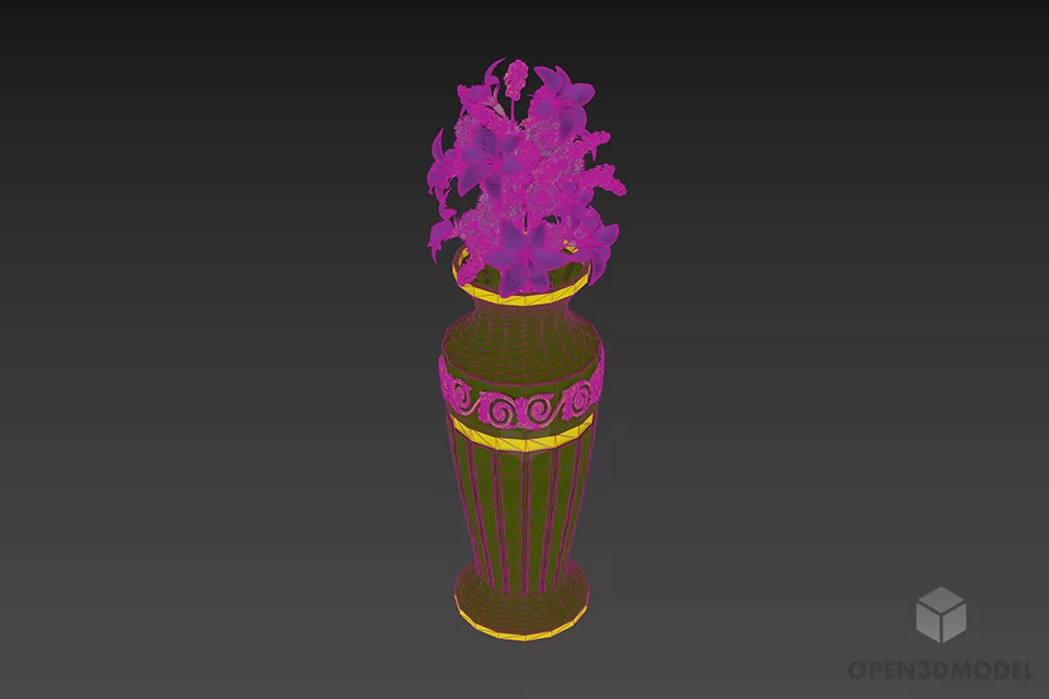 Porcelain Vase With Dry Flower 3d model 3