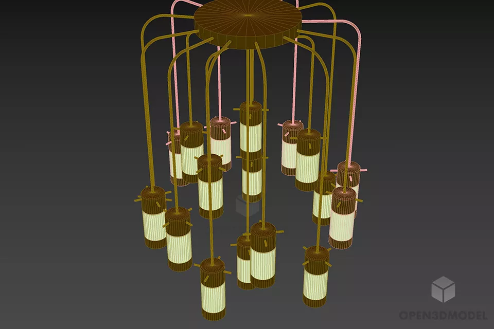 Pendant Lamp Cage Shape Lusso 3d model 2