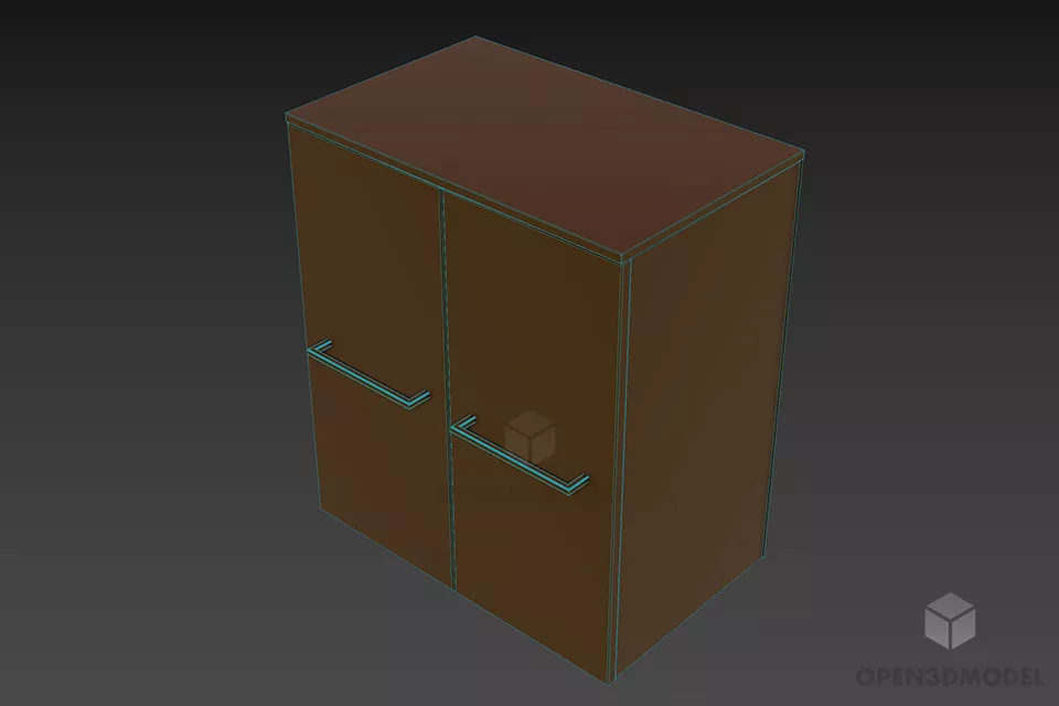 Locker On Wall With Horizontal Handle 3d model 2