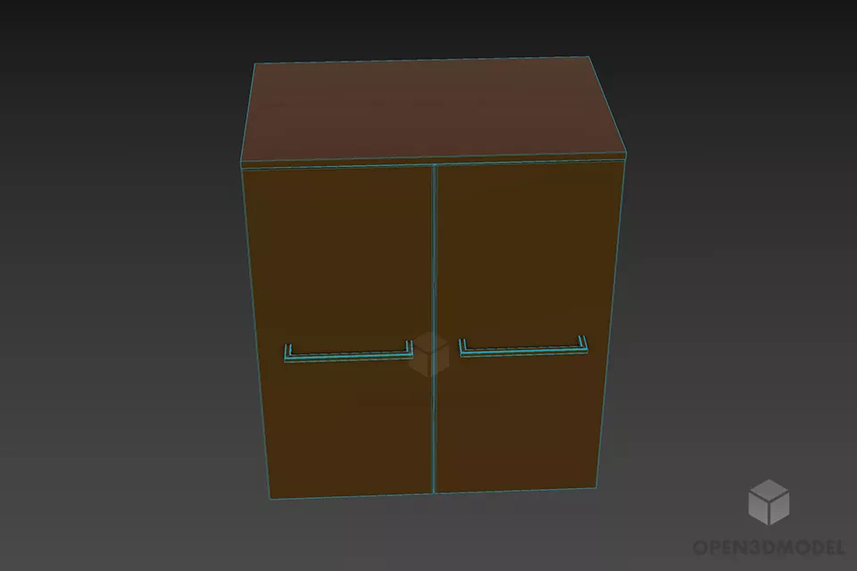 Locker On Wall With Horizontal Handle 3d model 3