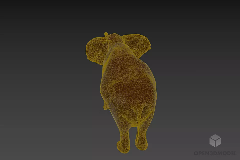 Brass Figurine Elephant Walking Pose 3d model 2