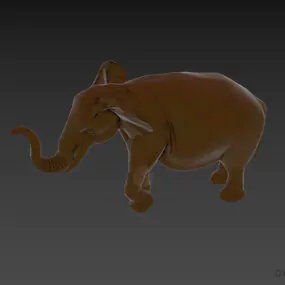 Brass Figurine Elephant Walking Pose 3d model