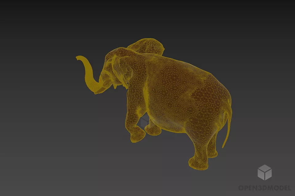 Brass Figurine Elephant Walking Pose 3d model 3