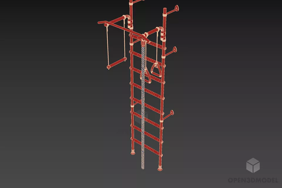 Steel Staircase Wall Mounted 3d model 2