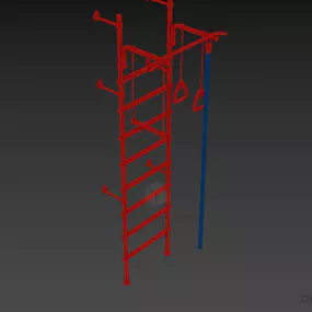 Steel Staircase Wall Mounted 3d model