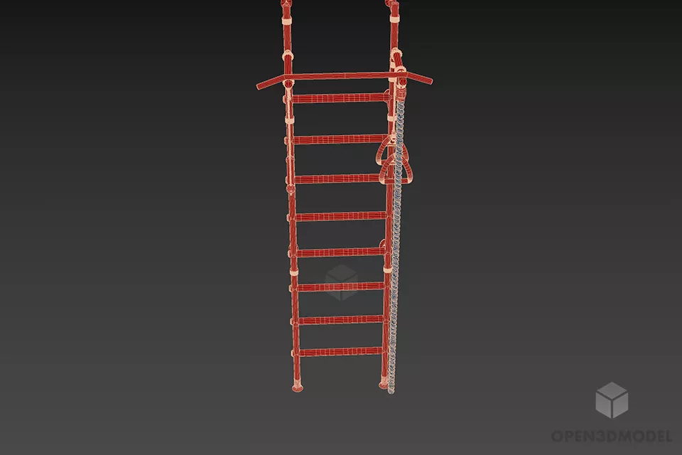 Steel Staircase Wall Mounted 3d model 3