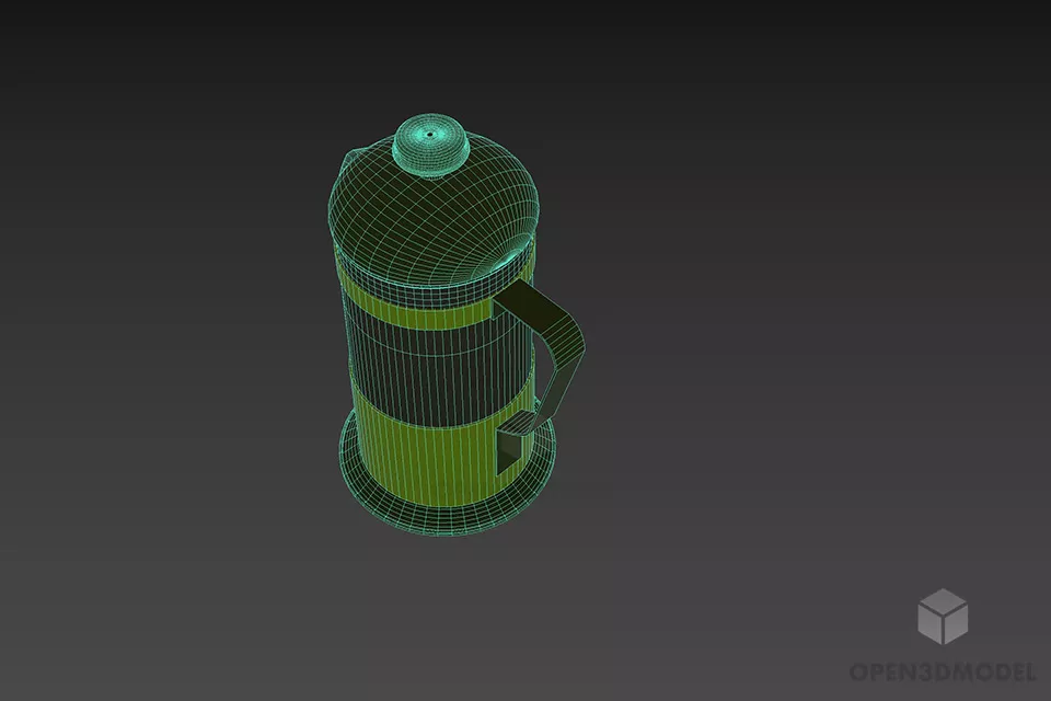 Glass Teapot With Steel Stand 3d model 3