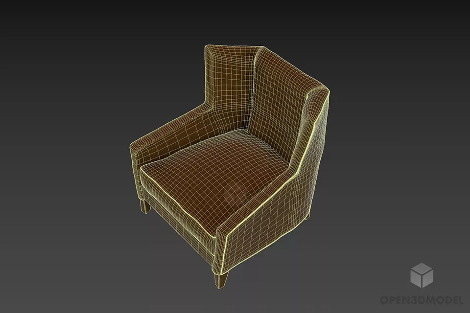 High Back Armchair Vilem 3d model 2