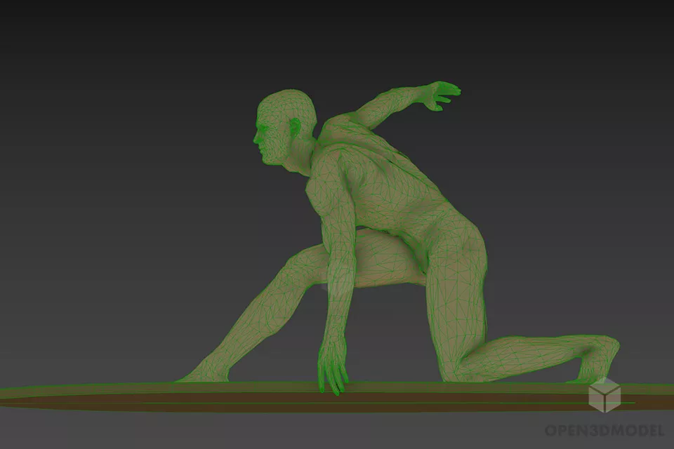 Figurine Man On Skateboard 3d model 2