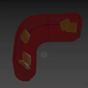 Curved Corner Sofa With Pillows 3d model