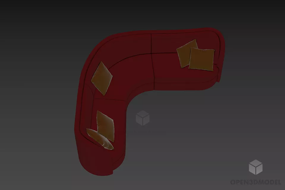 Upholstered Sofa Fendi With Pattern Back 3d model