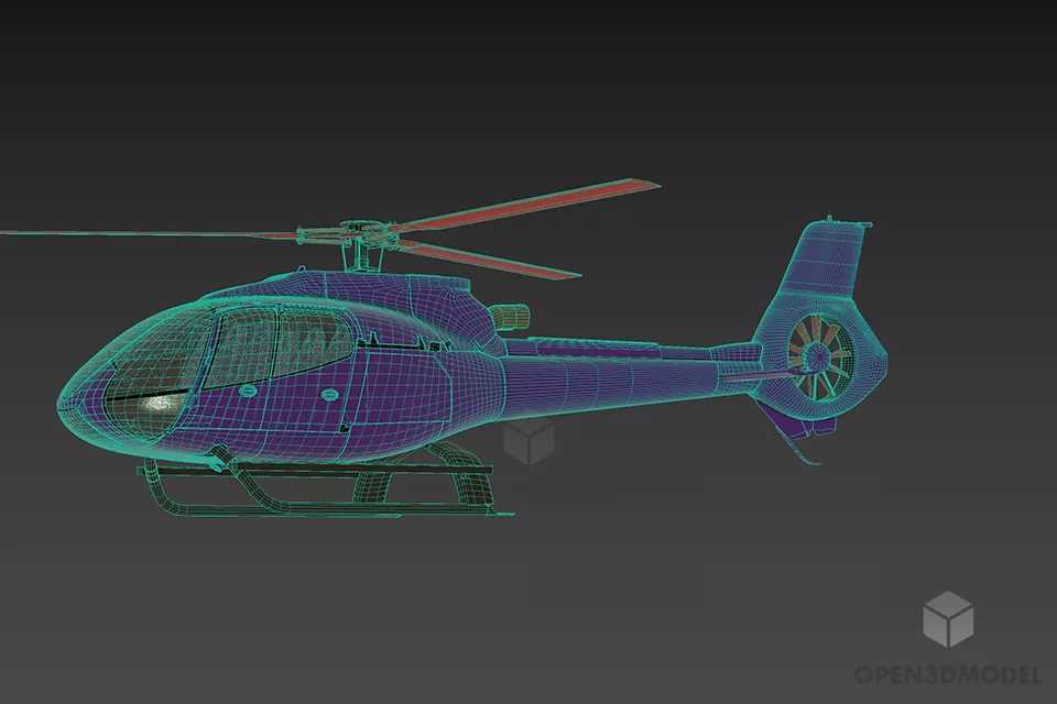 Modern Utilities Helicopter Aircraft 3d model 2