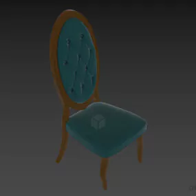 Single Chair With Oval Tufted Upholstery Back 3d model