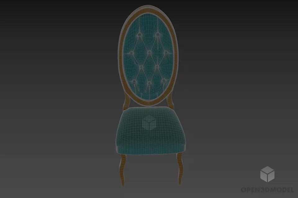 Single Chair With Oval Tufted Upholstery Back 3d model 3