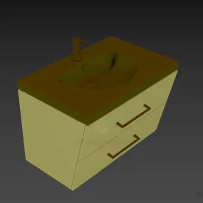Washbasin On Stylist Cabinet 3d model