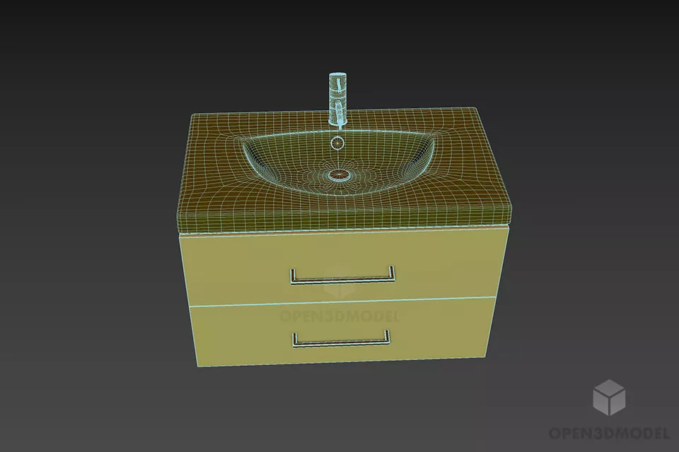 Washbasin On Stylist Cabinet 3d model 3