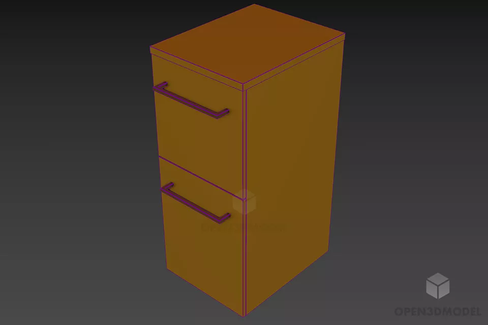Wall Locker Furniture With Two Drawers 3d model 2