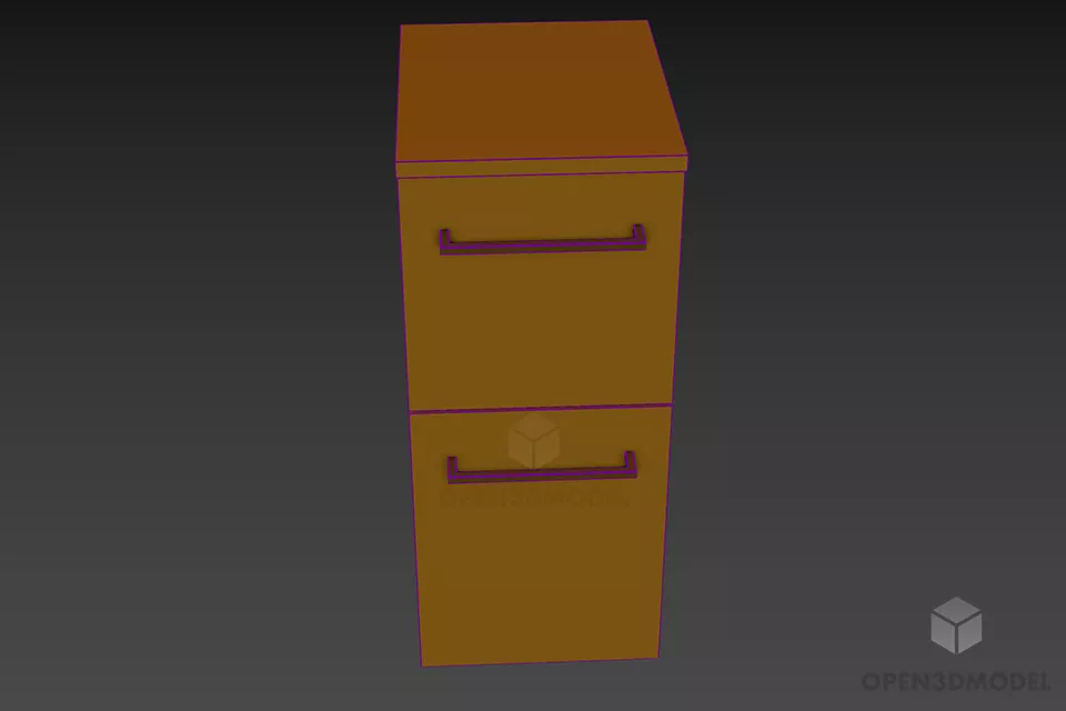 Wall Locker Furniture With Two Drawers 3d model 3