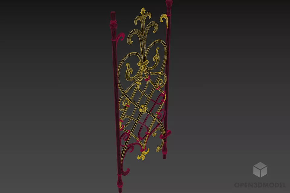 Wrought Icon Fence, Antique Fence 3d model 2