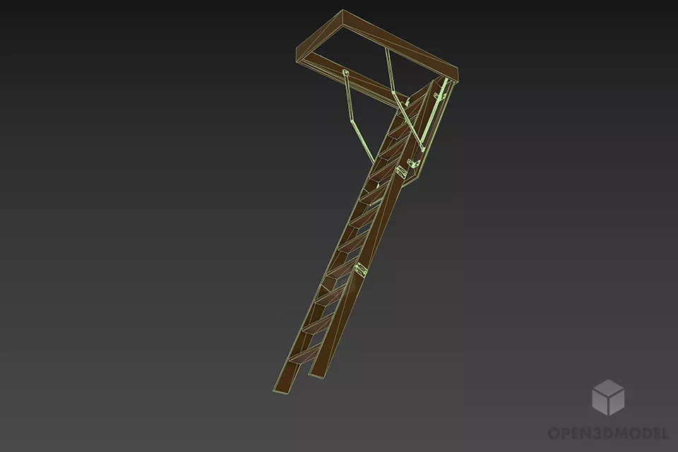 Ceiling Attic Staircase Foldable 3d model 2