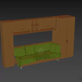 Wardrobe With Cabinet And Sofa 3d model