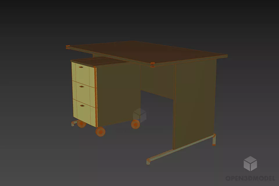 Work Table With Detach Wheel Cabinet 3d model 2
