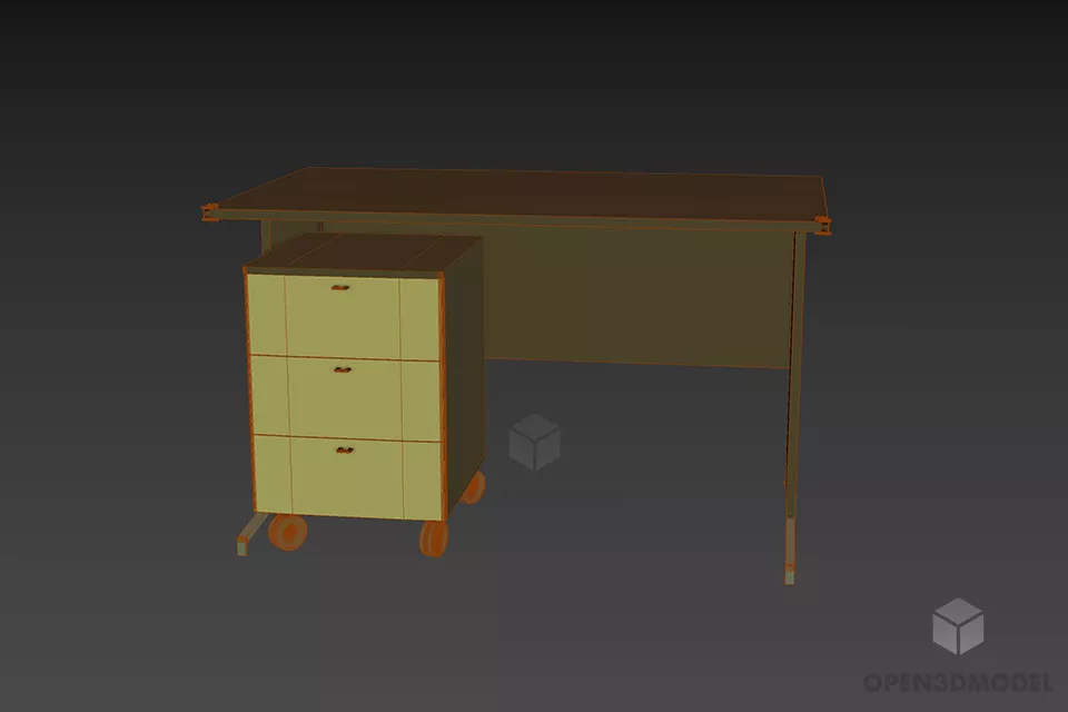Work Table With Detach Wheel Cabinet 3d model 3