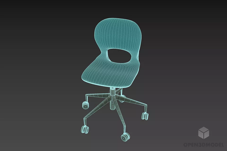 Office Simple Wheel Chair 3d model 2
