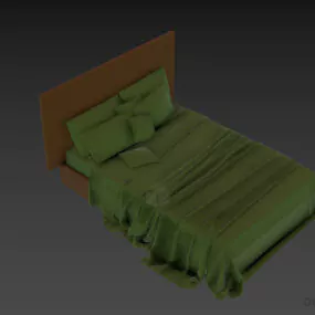 Double Bed High Back With Blanket 3d model