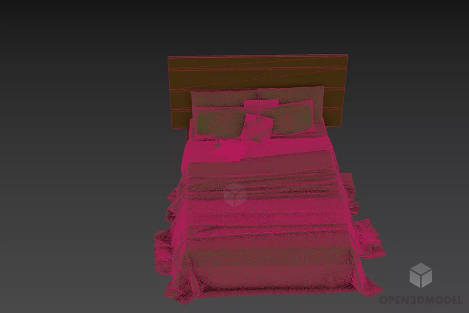 Double Bed High Back With Blanket 3d model 3