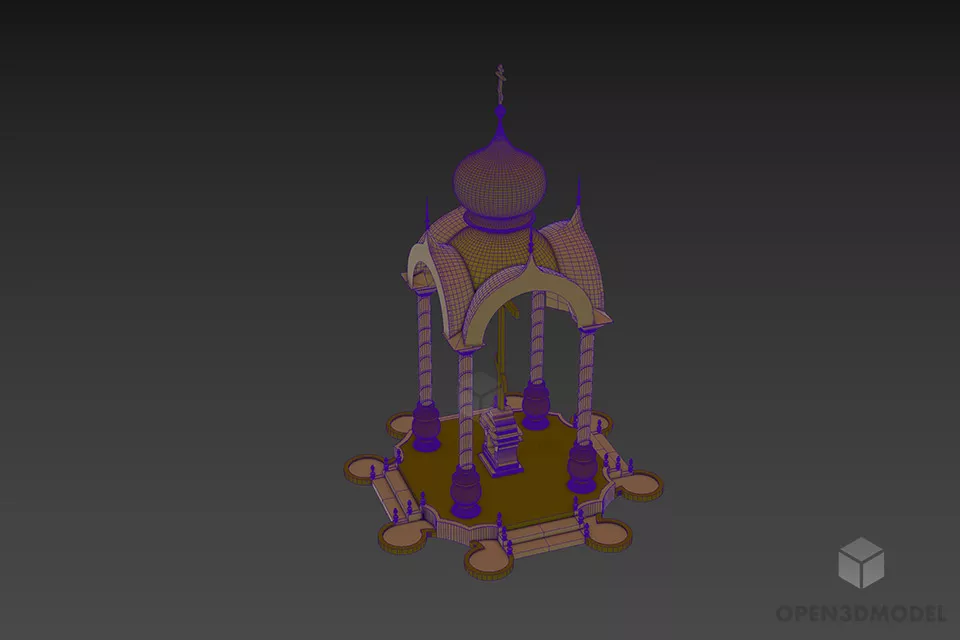 Eastern Religion Pavilion Building 3d model 2