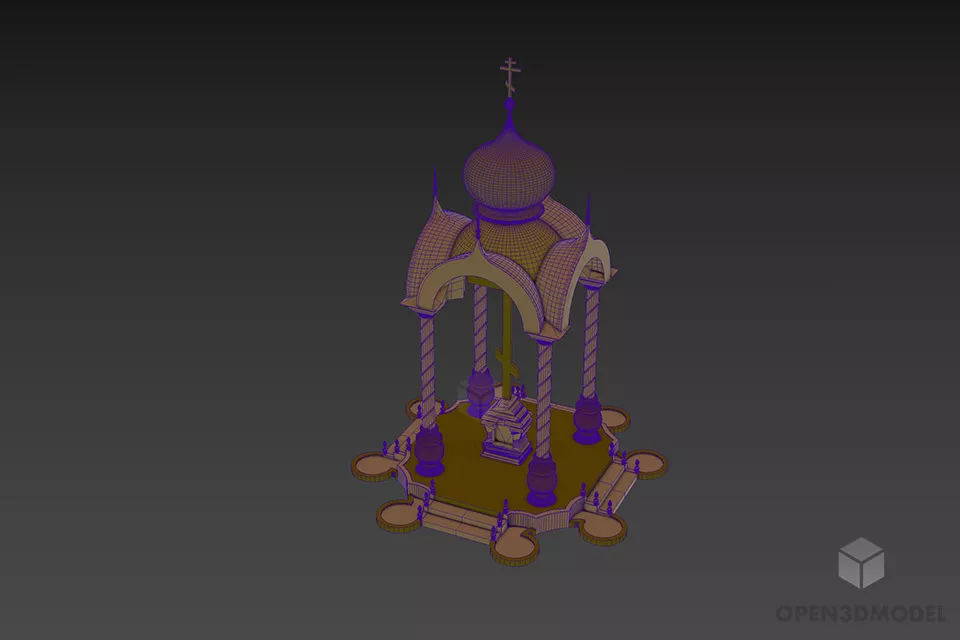 Eastern Religion Pavilion Building 3d model 3