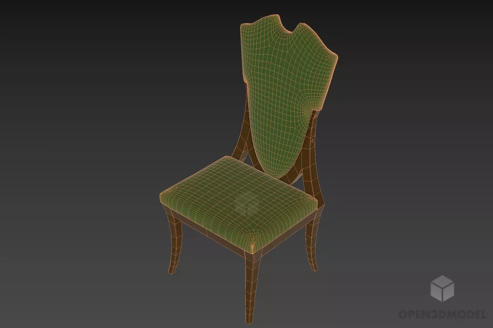 Single Chair Turri Walnut Frame 3d model 2
