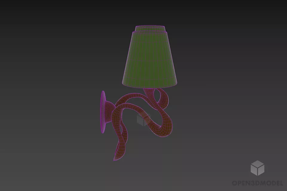 Brass Curved Arm Sconce Lam Two Shades 3d model 2