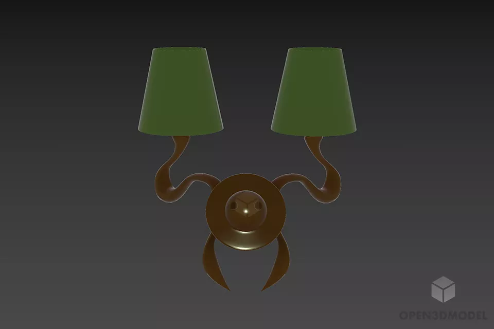 Brass Lamp With Rectangle Shade 3d model