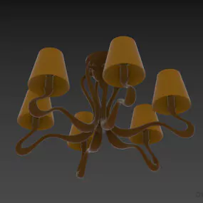 Brass Arm Pendant Lamp With Glass Shade 3d model