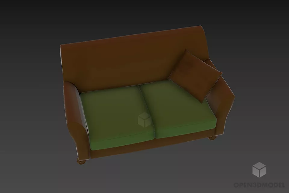 Tufted Sofa Ralph With Cushion 3d model