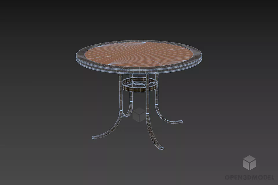 Round Glass Coffee Table With Steel Leg 3d model 3