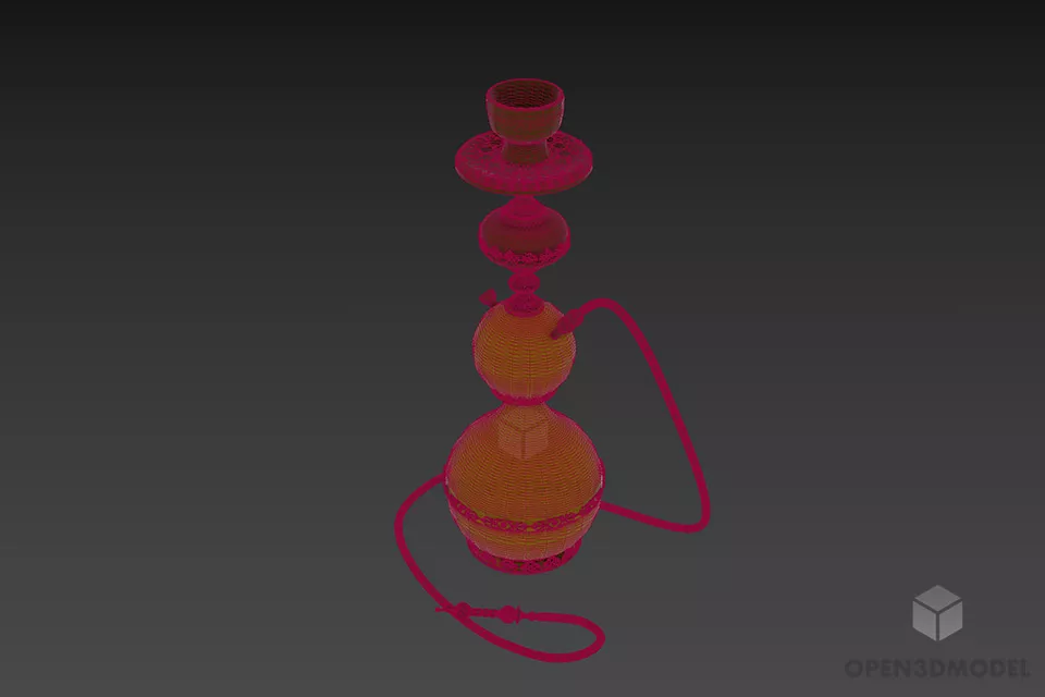 Brass Hookah 3d model 2