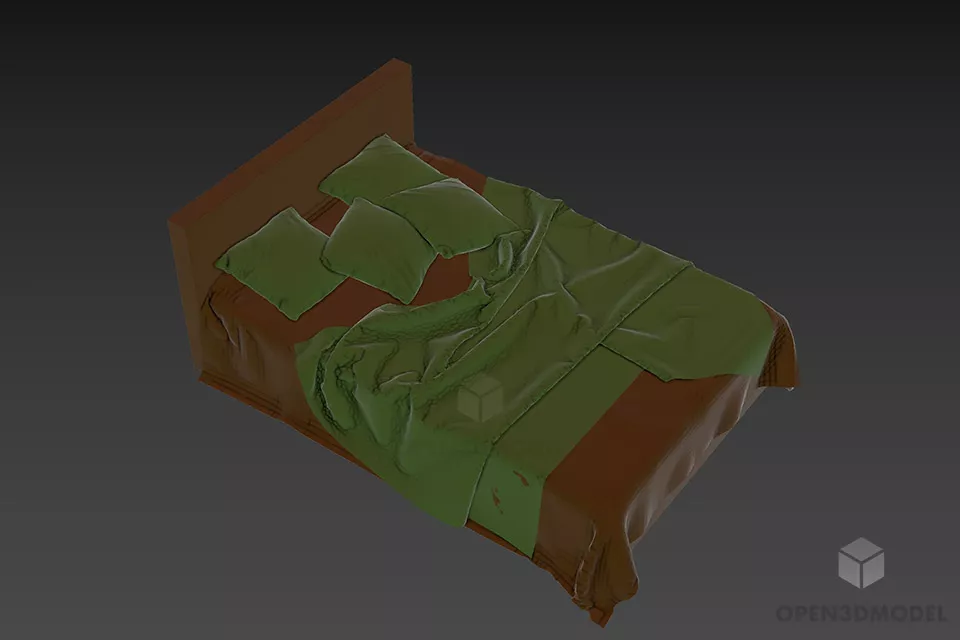 Bed Geometric With Headboard 3d model
