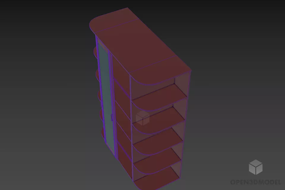 Side Rack Shelf With Vertical Mirror 3d model 2