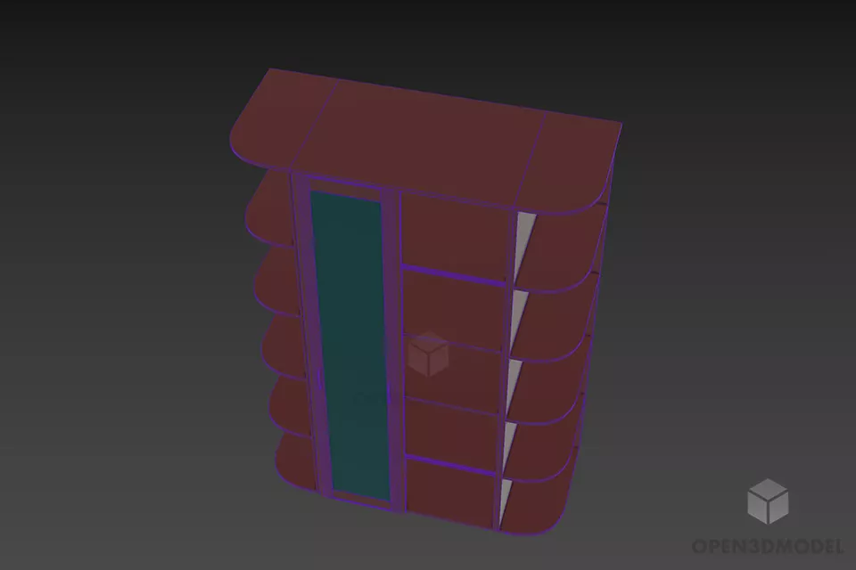 Side Rack Shelf With Vertical Mirror 3d model 3