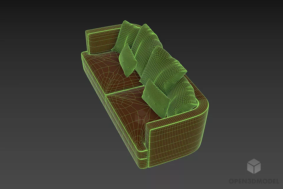 Two Seats Upholstery Sofa Fendi With Cushion 3d model 2