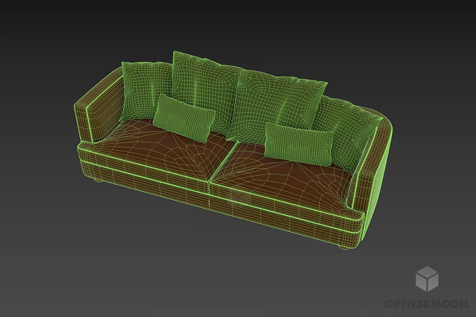 Two Seats Upholstery Sofa Fendi With Cushion 3d model 3