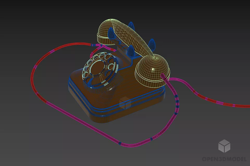 Rotary Vintage Phone 3d model 2