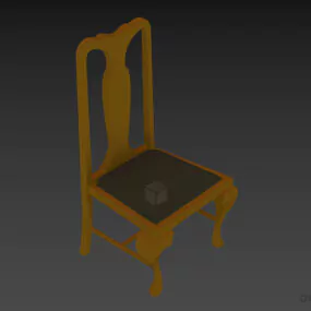 Country Wooden Chair With Curved Leg 3d model