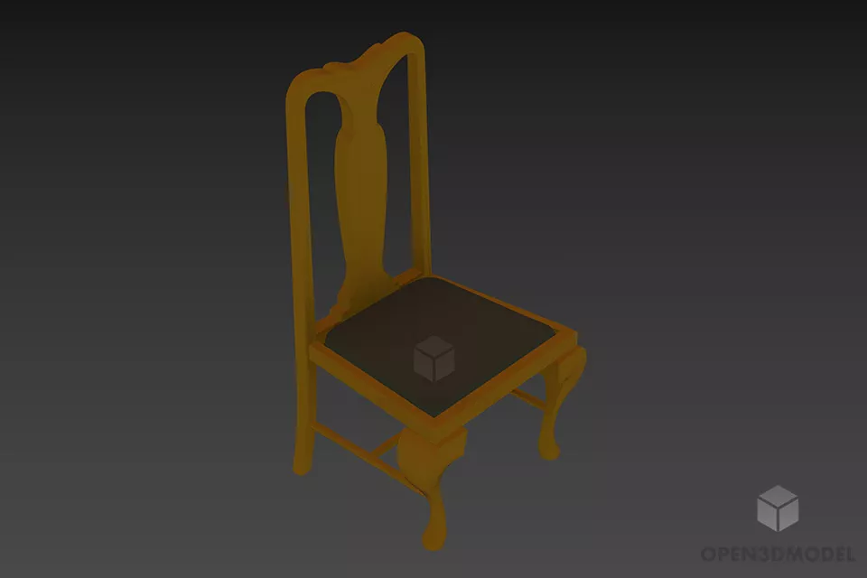 Chair Tufted Back Curved Shape 3d model
