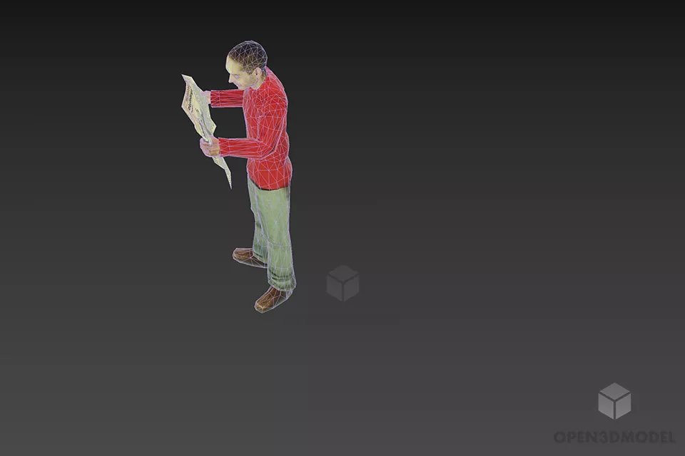 Young Man Standing With Magazine 3d model 2