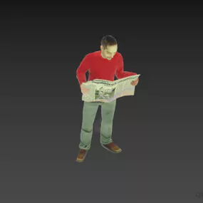 Young Man Standing With Magazine 3d model