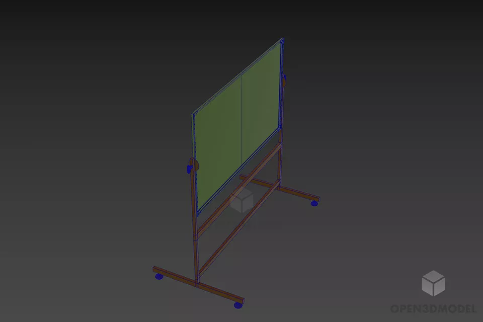 School Chalk Board With Stand 3d model 2